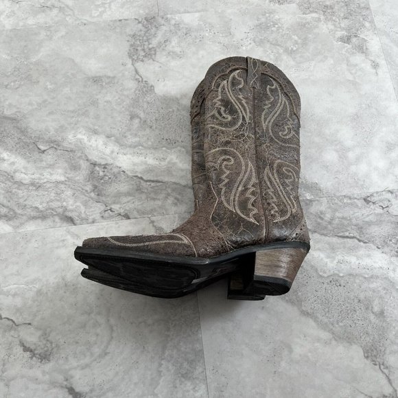 ARIAT Womens Heritage Leather Wing Tip Snip Toe Cowgirl Boots 9 B Broken-Slate - Picture 4 of 9